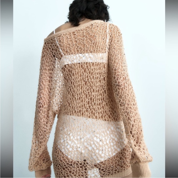 ZARA POMPOM KNIT TOP - Picture 8 of 9